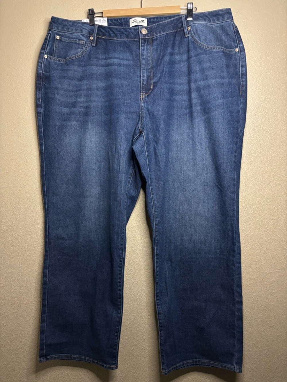 NWT Seven7 Jeans Women’s Size 22W Dark Wash High Rise Loose Straight Leg Denim
